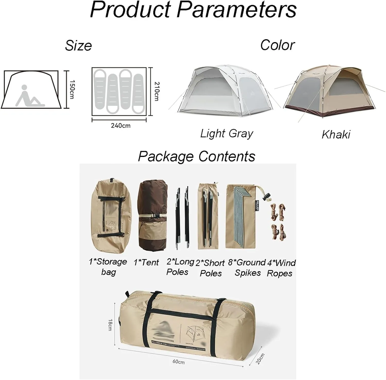 Camping Tent 4 Person Outdoor Folding Portable Camping Tent Easy Set Up 2 Door 4 Mesh Windows Waterproof Sunproof Instant Family Tent with Carry Bag