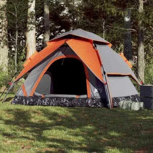 Camping Tent Dome 5-Person Gray and Orange Quick Release