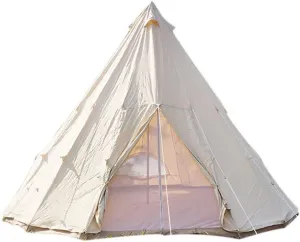 Camping Tent Foldable Tent Canvas Outdoor Camping Farmhouse BBQ Dining Tent Thicken Rainproof Tent Triangle Canvas Teepee (Beige 5M) (Beige 5M)