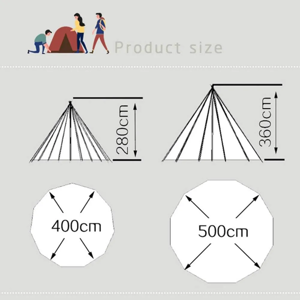 Camping Tent Foldable Tent Canvas Outdoor Camping Farmhouse BBQ Dining Tent Thicken Rainproof Tent Triangle Canvas Teepee (Beige 5M) (Beige 5M)