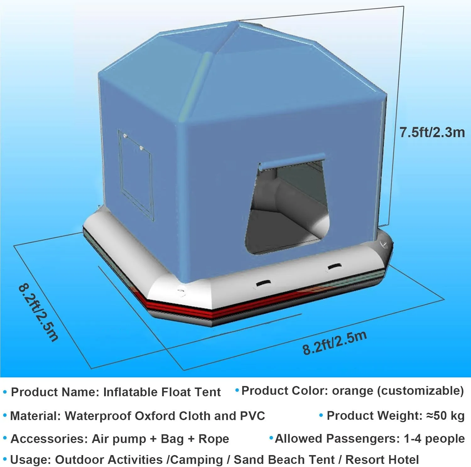 Camping Tent Inflatable Floating Tent for Outdoor Lake Calm Waters Quick Setup Fishing Raft Boat