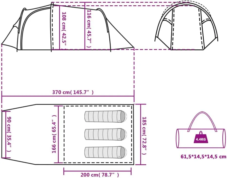 Camping Tent Portable Outdoor Hiking Dome Tent Blackout Fabric Waterproof vidaXL