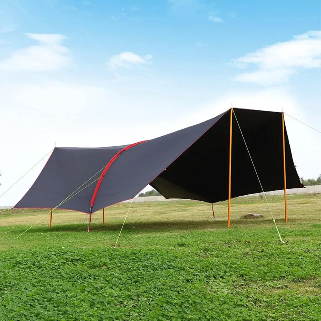 Camping Tent Tarp Waterproof Shelter6m Portable Lightweight Rain Fly Sheet Tent Tarp for Backpacking Hiking Camping Picnic (Without Support Rod)