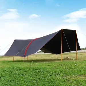 Camping Tent Tarp Waterproof Shelter6m Portable Lightweight Rain Fly Sheet Tent Tarp for Backpacking Hiking Camping Picnic (Without Support Rod)