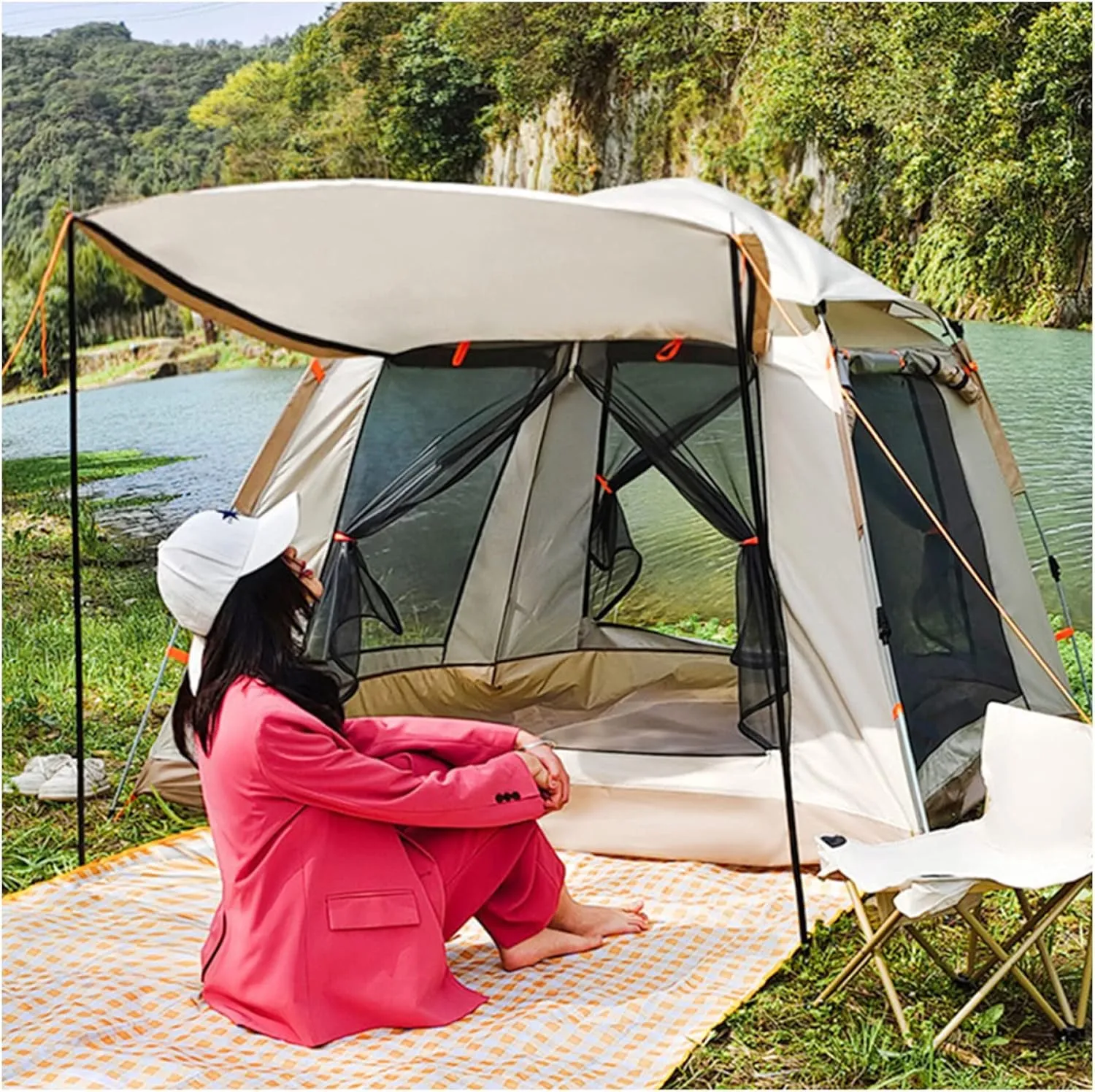 Camping Tents Family 4 People, Tents for Camping Firm and Stable Instant Dome Tent for Camping