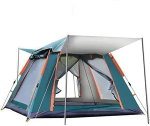 Camping Tents Shelter Portable Waterproof Hold 5-6 Persons Instant Setup Pop Up Tent with Top Rainfly Double Doors Mesh Windows UV Protection for Camping Hiking Mountaineering (Color : Green)