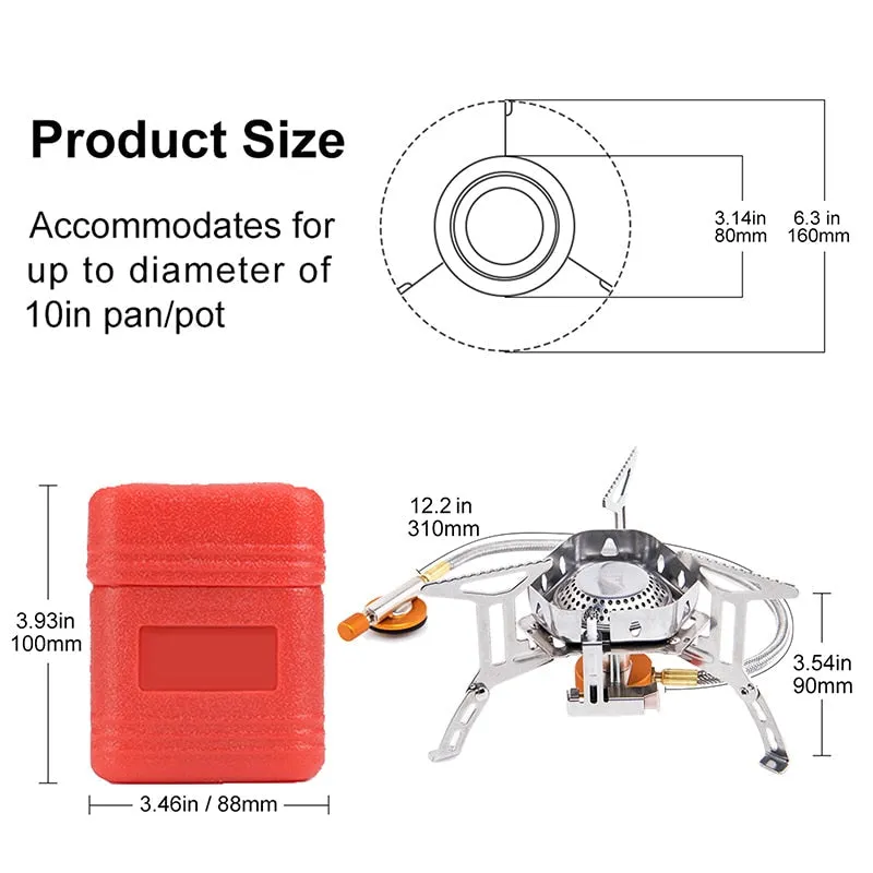 Camping Wind Proof Gas Burner Outdoor Strong Fire Stove Heater Tourism