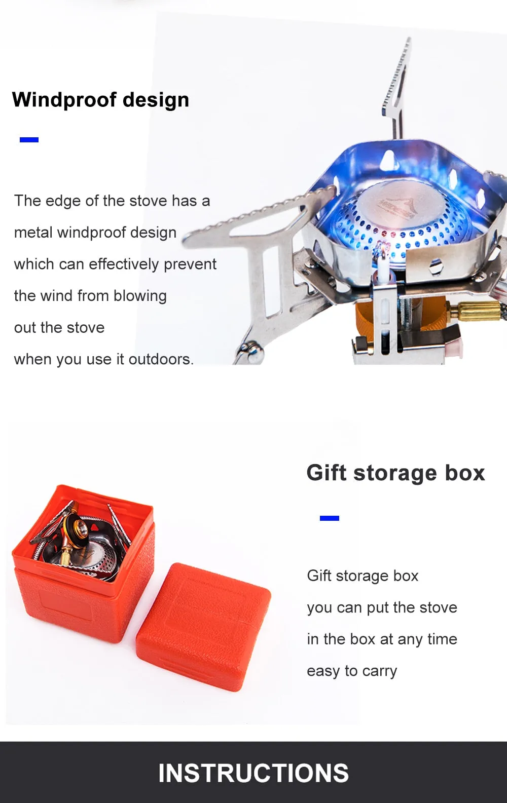 Camping Wind Proof Gas Burner Outdoor Strong Fire Stove Heater Tourism