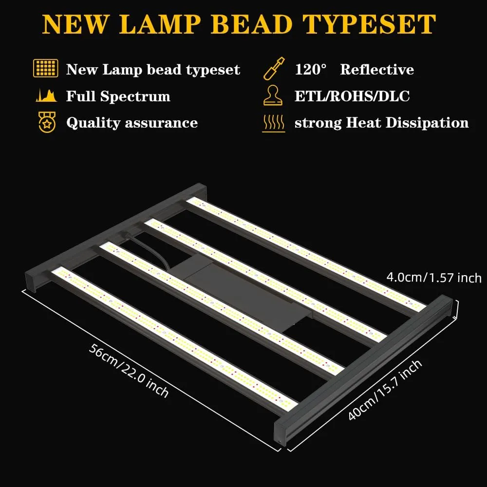 CANAGROW CG2400 LED Grow Light for Indoor Plants 4x4ft Coverage with High Yield Diodes, Sunlike Full Spectrum Dimmable Growing Lamps for Hydroponic Indoor Seeding Veg Bloom Greenhouse