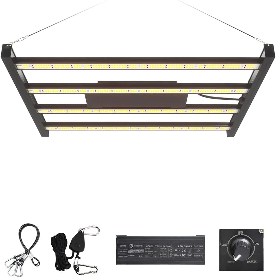 CANAGROW CG2400 LED Grow Light for Indoor Plants 4x4ft Coverage with High Yield Diodes, Sunlike Full Spectrum Dimmable Growing Lamps for Hydroponic Indoor Seeding Veg Bloom Greenhouse