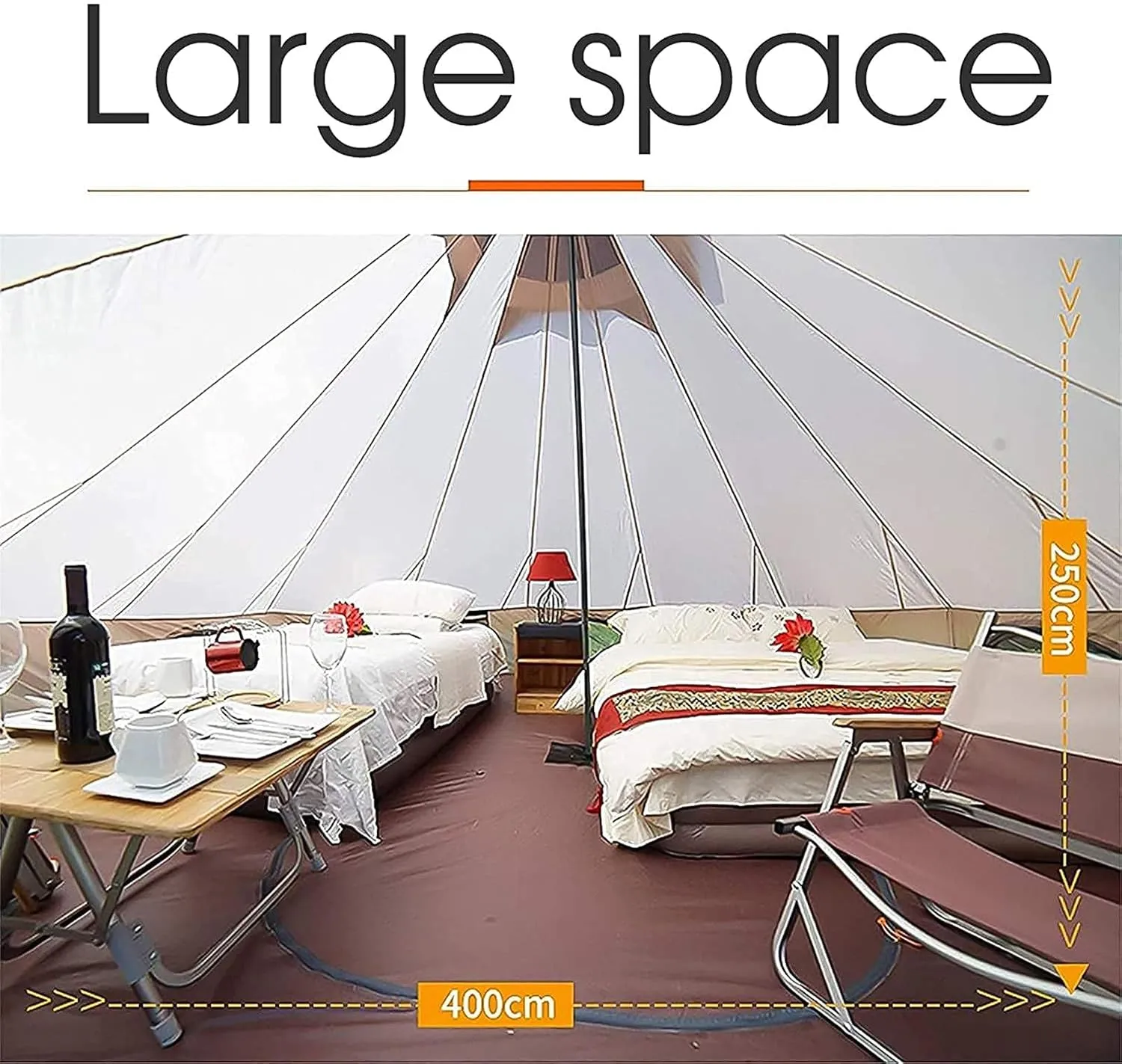 Canvas Tent with Stove Hole Cotton Canvas Tents Yurt Tent for Camping 4 Season Waterproof Tent for Family Camping Outdoor Glamping, Luxury Teepee (Lig