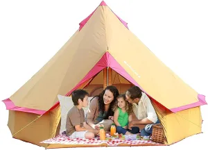 Canvas Tent with Stove Hole Cotton Canvas Tents Yurt Tent for Camping 4 Season Waterproof Tent for Family Camping Outdoor Glamping, Luxury Teepee (Lig