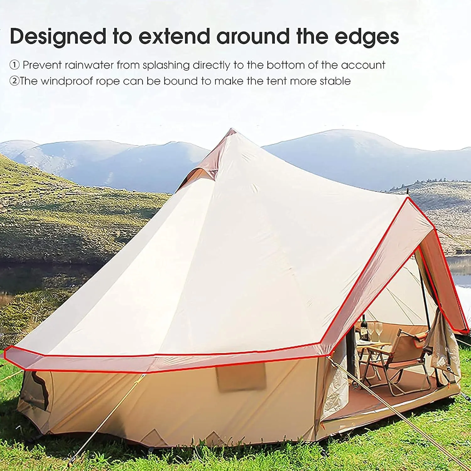 Canvas Tent with Stove Hole Cotton Canvas Tents Yurt Tent for Camping 4 Season Waterproof Tent for Family Camping Outdoor Glamping, Luxury Teepee (Light Gray|c 4M|B)