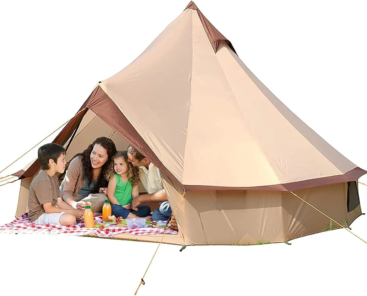 Canvas Tent with Stove Hole Cotton Canvas Tents Yurt Tent for Camping 4 Season Waterproof Tent for Family Camping Outdoor Glamping, Luxury Teepee (Light Gray|c 4M|B)