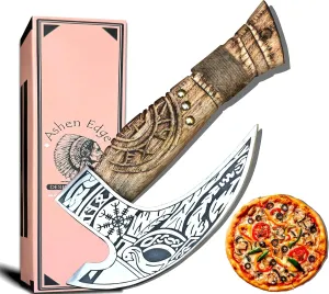Carbon Steel Axe | Pizza Cutter Axe | 8.3" Blade with 9.8" Handle | Leather Sheath | Multi-Use Slicing Tool for Kitchen, Camping, and Outdoor Adventures