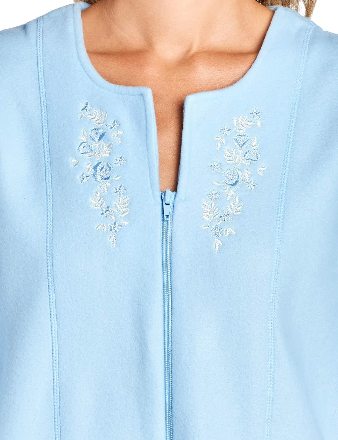 Casual Nights Women's Long Sleeve Zip Up Front Short Fleece Robe