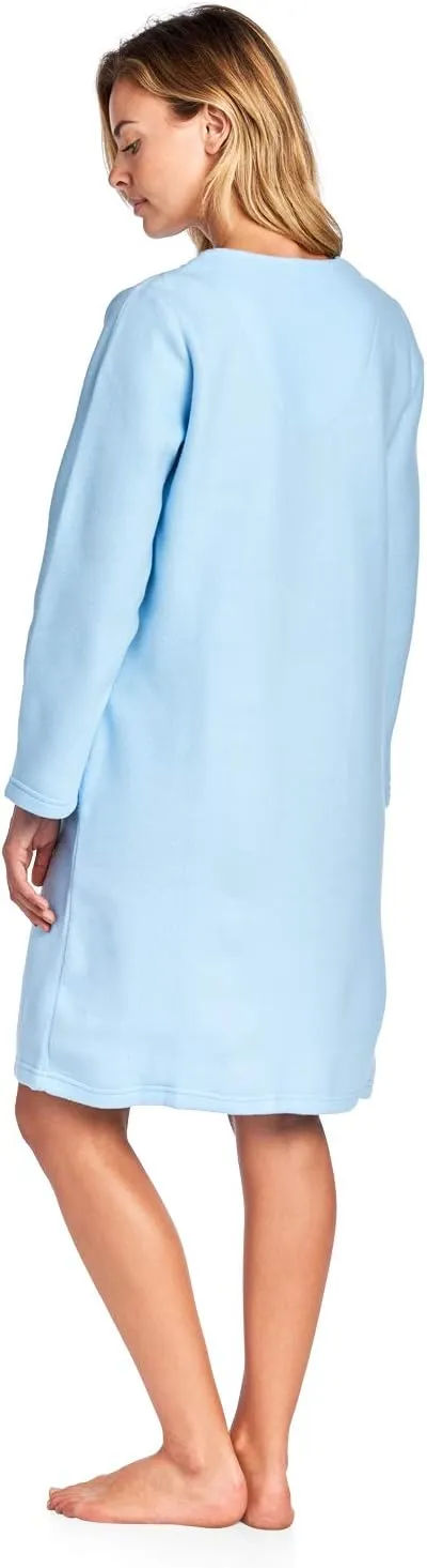 Casual Nights Women's Long Sleeve Zip Up Front Short Fleece Robe