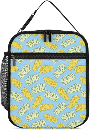 Cheese And Blue Cheese Reusable Lunch Bag Insulated Portable Lunch Box Bag Leak Proof Dining Bag Lunch Box Container Tote Pattern54, 27.5X20cm, style