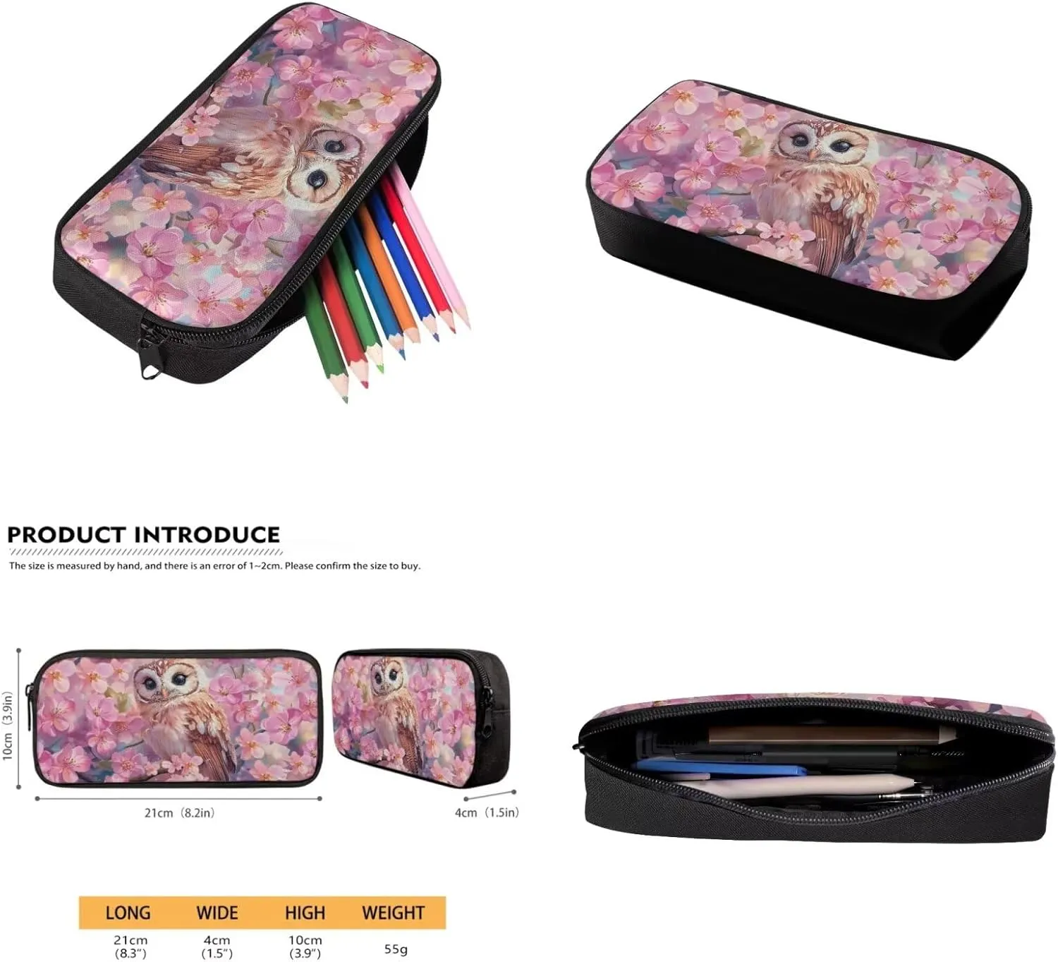 Cherry Blossom Owl Little Backpack for Girls 6-8 Elementary Bookbag with Pencil Case Rucksack for Kids Child Back To School Backpack 4Pcs Set Bookbag