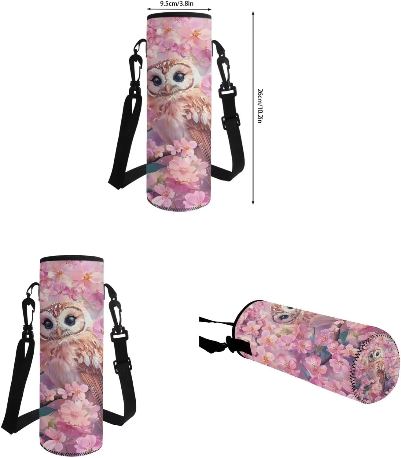 Cherry Blossom Owl Little Backpack for Girls 6-8 Elementary Bookbag with Pencil Case Rucksack for Kids Child Back To School Backpack 4Pcs Set Bookbag