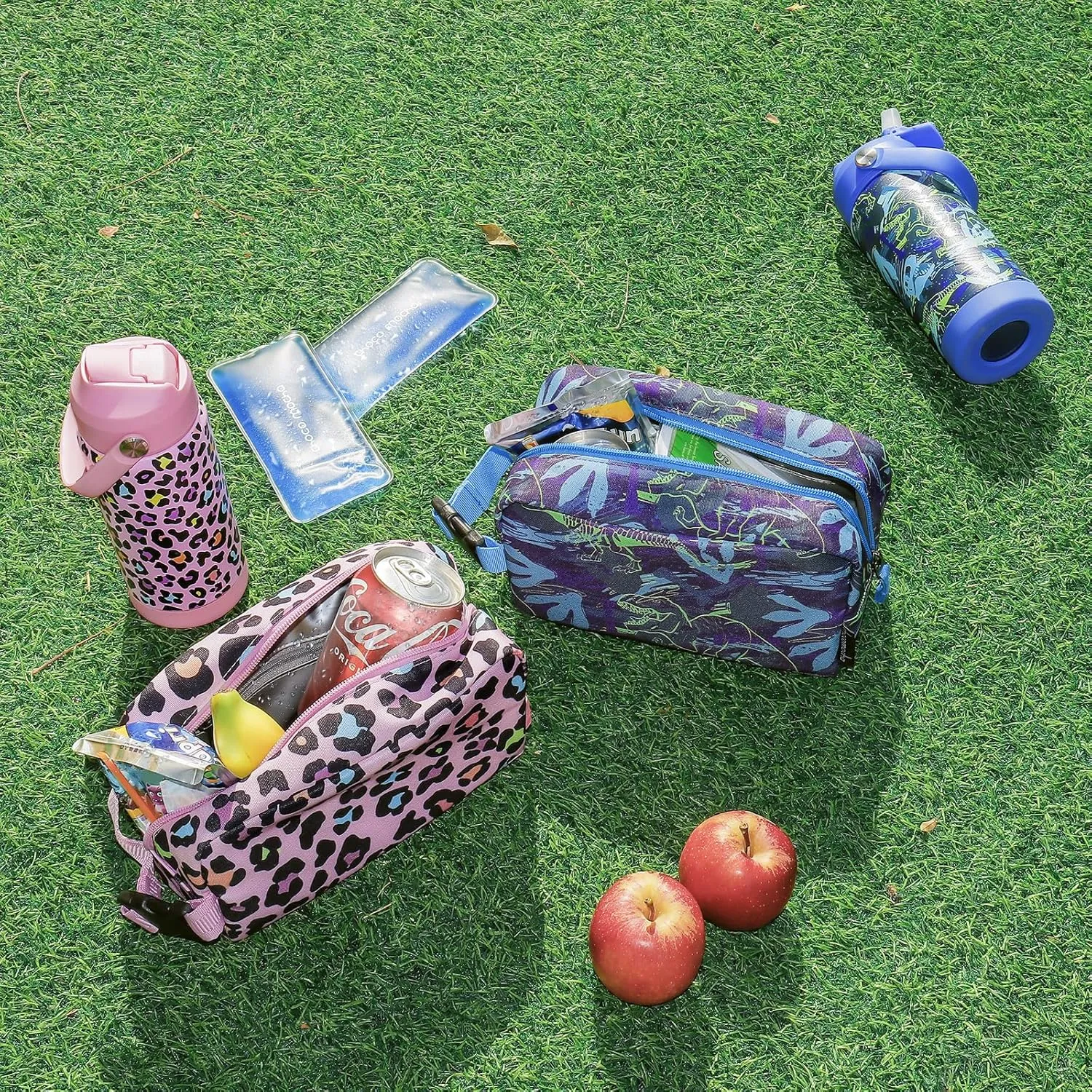 Choco Mocha Small Cooler Bag for Kids Freezable Snack Bag for School, Kids Insulated Snack Bag Small Lunch Bag, Toddler Lunch Bag for Boys, Lightning Blue
