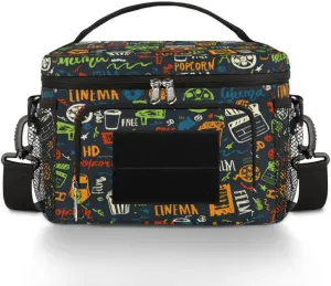 Cinema Film Lunch Box for Women and Men, Tactical Reusable Lunch Containers for Adults Durable Insulated Lunch Cooler Bag with Adjustable Shoulder Strap for Office Work