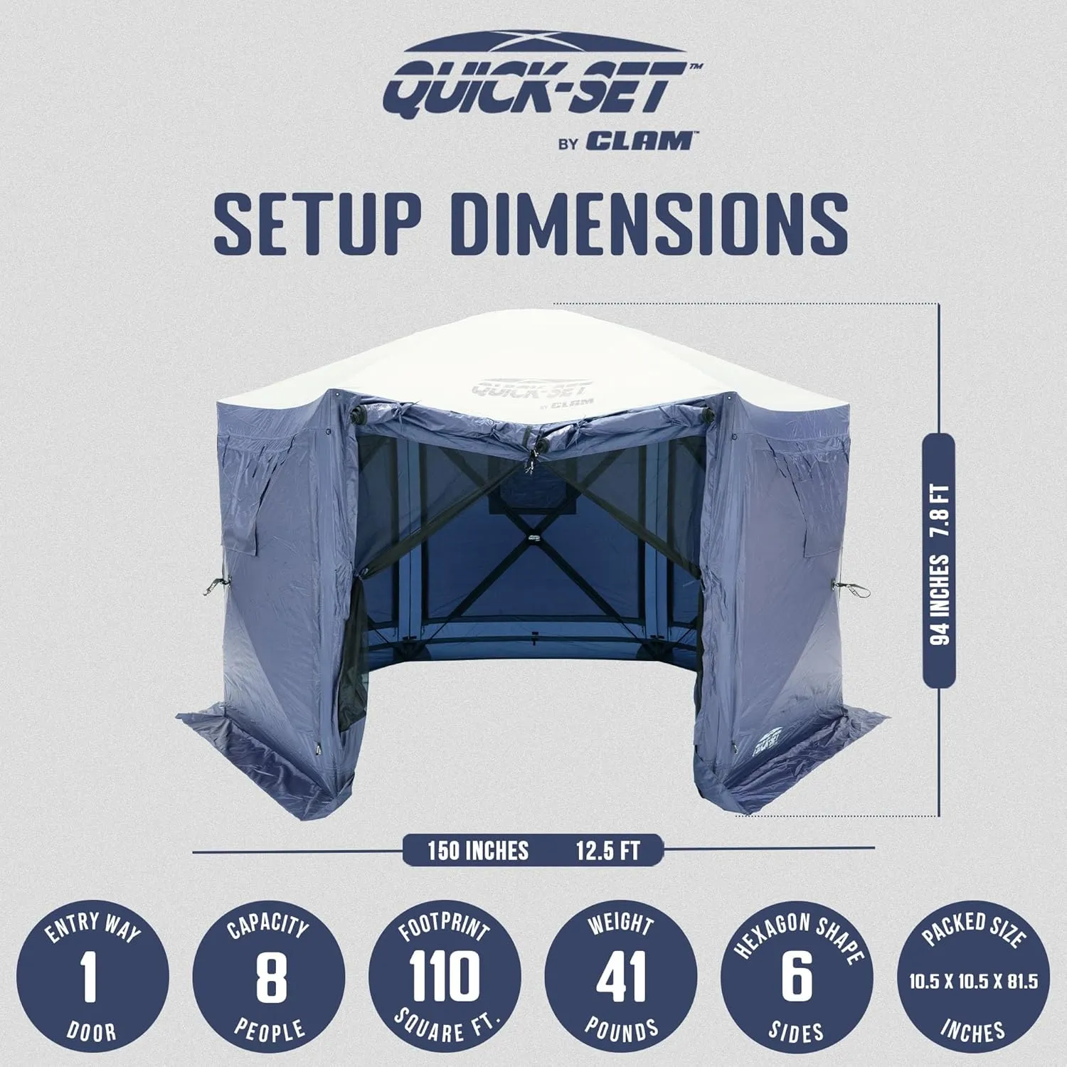 CLAM Pop Up Screen Tent, Outdoor Camping Gazebo Canopy, Pavilion, 12.5', Blue