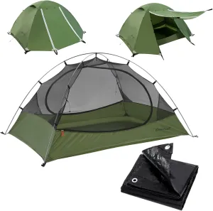 Clostnature Polaris Lightweight Backpacking Tent - 7'3'' x 4'11'' x 3'10'' Camping Tent with Matching Waterproof Tent Footprint, 2 Person Waterproof Tent with Camping Tarp for Outdoor, Hiking