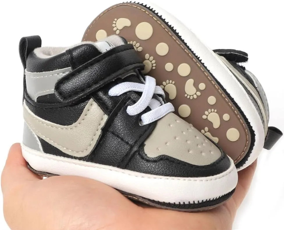 Clowora Unsex Baby Shoes Boys Girls Infant Sneakers Non-Slip Soft Rubber Sole Toddler Crib First Walker Lightweight Shoes