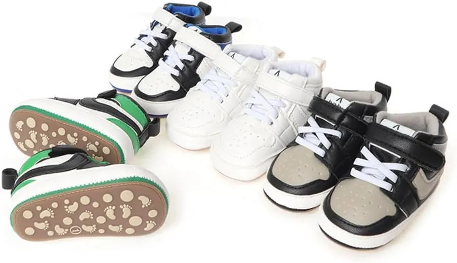 Clowora Unsex Baby Shoes Boys Girls Infant Sneakers Non-Slip Soft Rubber Sole Toddler Crib First Walker Lightweight Shoes