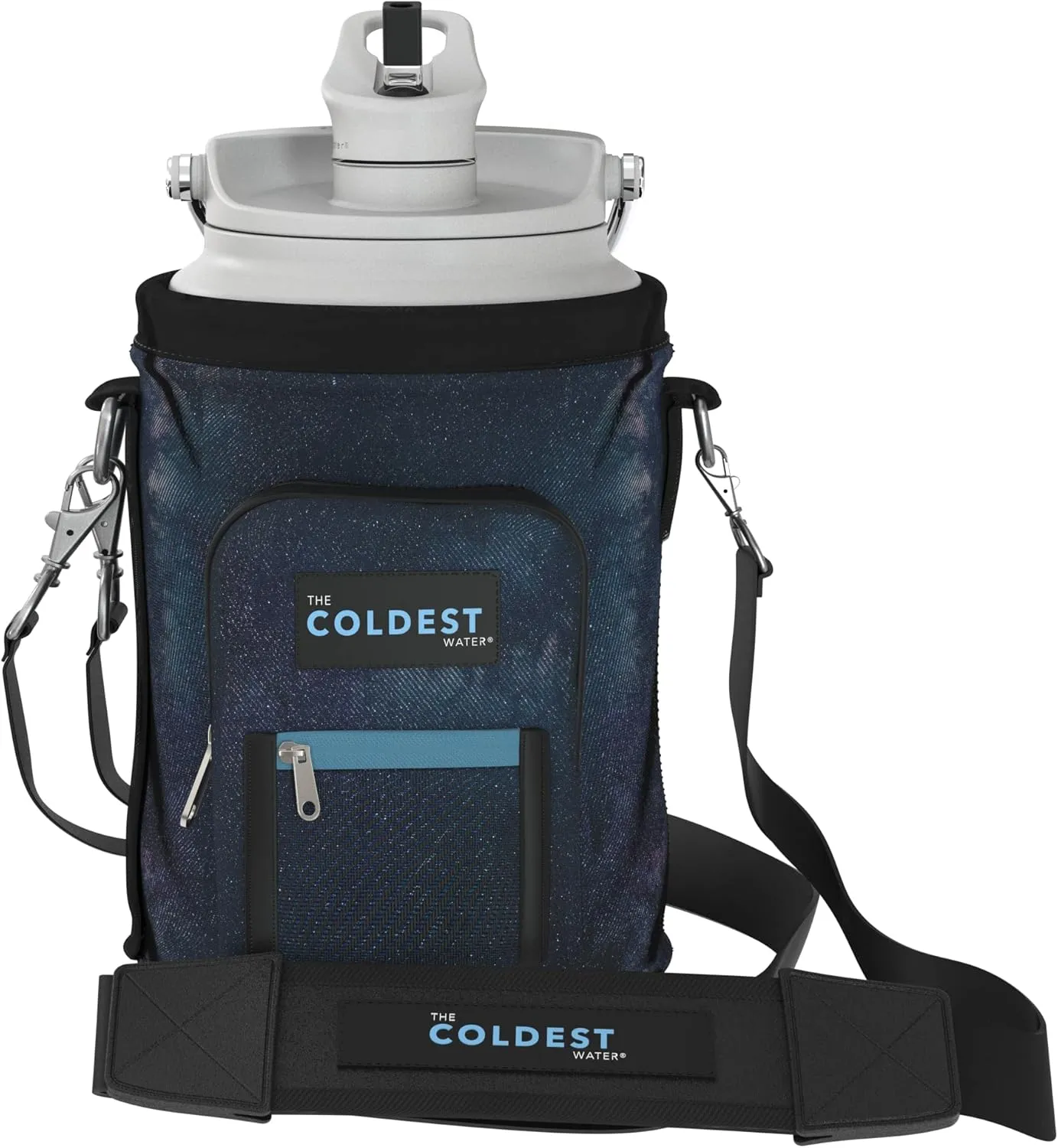 Coldest Water Bottle Carrier Bag with Adjustable Straps - Travel Friendly, Dent Free Design & Extra Phone Pocket, Holder Case Pouch Sleeve Cover Fits Insulated Stainless Steel Water Bottle (Gallon)