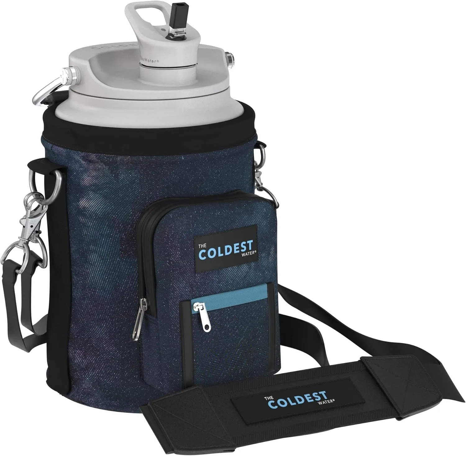 Coldest Water Bottle Carrier Bag with Adjustable Straps - Travel Friendly, Dent Free Design & Extra Phone Pocket, Holder Case Pouch Sleeve Cover Fits Insulated Stainless Steel Water Bottle (Gallon)