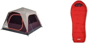 Coleman Skylodge Instant Setup Camping Tent and Coleman Sleeping Bag Bundle