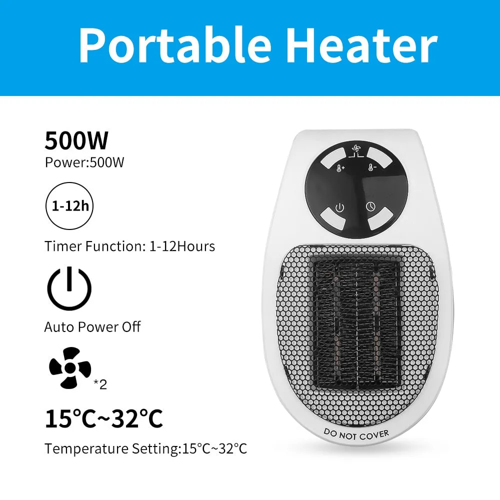 Compact 220V 500W Portable Electric Fan Heater