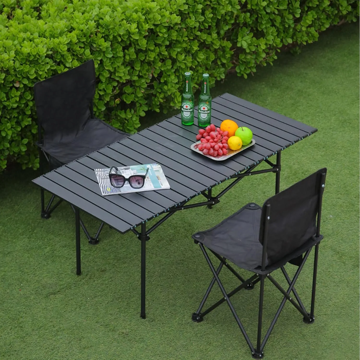 Compact Camping Table, Lightweight Aluminum Folding Table with Carry Bag, Ideal for Picnic, Travel, BBQ, and Outdoor Cooking Light Yellow 95×55×50cm/37×21×19.7in