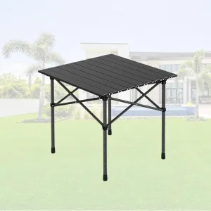 Compact Folding Camping Table, Portable Aluminum Table with Carry Bag, Lightweight Design for Camping, Beach, Travel, and Outdoor Use Black 50×53×50cm/19.7×20.9×19.7in