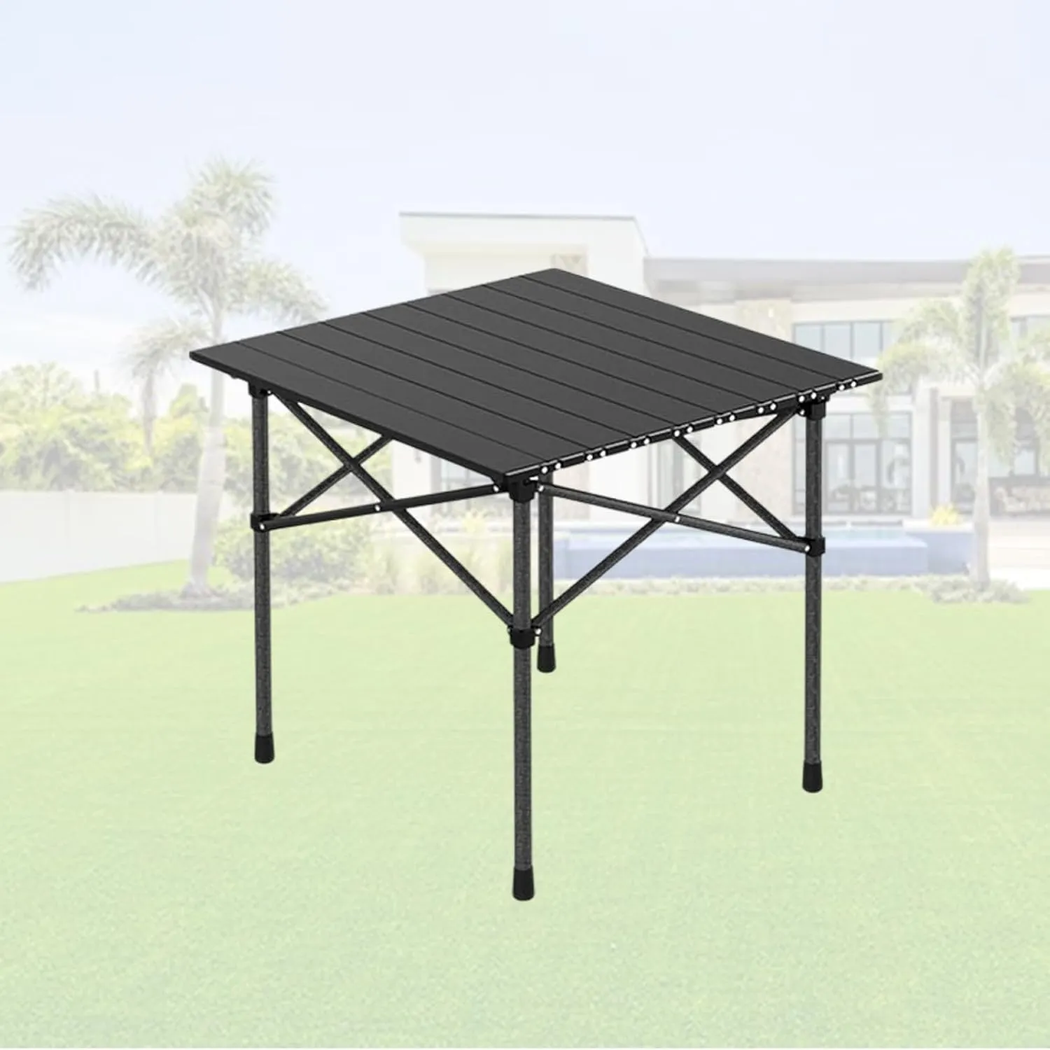 Compact Folding Camping Table, Portable Aluminum Table with Carry Bag, Lightweight Design for Camping, Beach, Travel, and Outdoor Use Black 50×53×50cm/19.7×20.9×19.7in