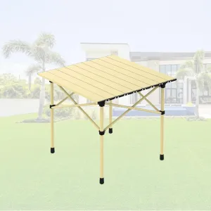 Compact Folding Camping Table, Portable Aluminum Table with Carry Bag, Lightweight Design for Camping, Beach, Travel, and Outdoor Use Light Yellow 50×53×50cm/19.7×20.9×19.7in