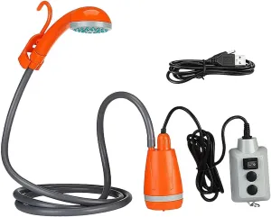 Compact Portable Shower Pump for Outdoor Activities, Orange