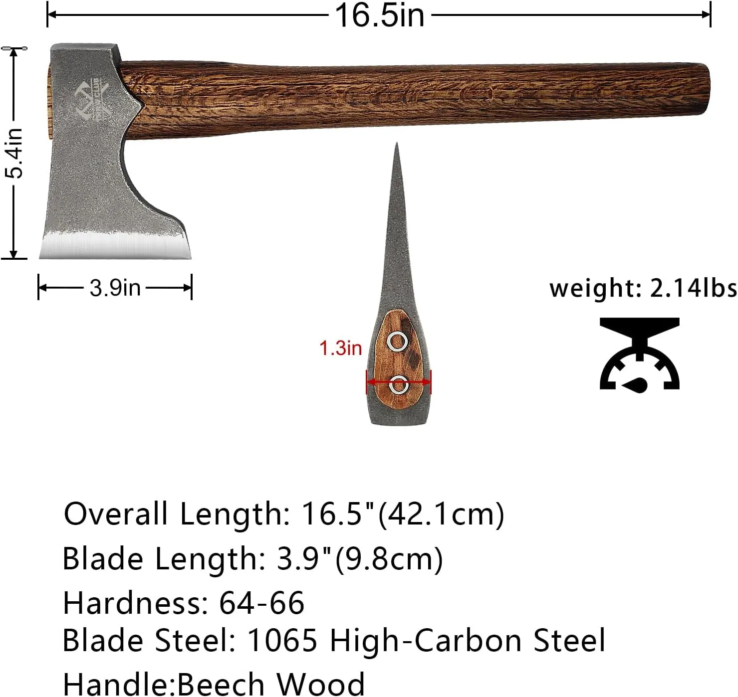 Competition Throwing Axe, 2 Pack 16.5" Throwing Axes with 1065 High Carbon Steel & Wooden Handle, Perfect for Axe Throwing Game, Competition and Recreation, Gift for Men