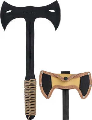Condor Tool & Knife Throwing Axe Double Bit - 1075 High Carbon Steel - Solid Felling Axe with Canvas with Leather Belt Loop Sheath - Steel Handle Wrapped in Paracord - 7in Blade - 26.8oz