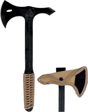 Condor Tool & Knife Throwing Axe Single Bit | Solid Hatchet with Canvas with Leather Belt Loop Sheath | 1075 High Carbon Steel Tomahawk with a Steel Handle Wrapped in Paracord | 6.9in Blade | 21.2oz