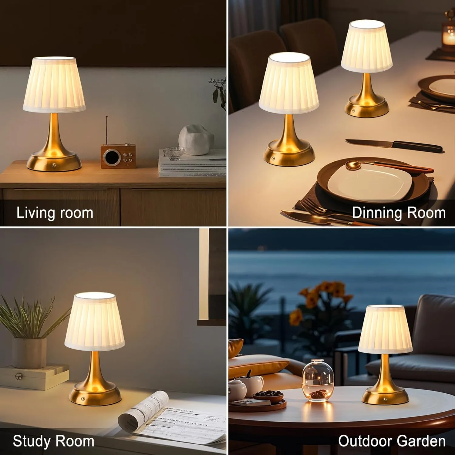 Cordless LED Table Lamp, Modern Portable Rechargeable Battery Operated Desk Lamp Small Shower Lamp with Touch Dimmable Switch and Fabric Lamp Shade for Bedroom/Restaurant/Bedside/Nightstand/Bar