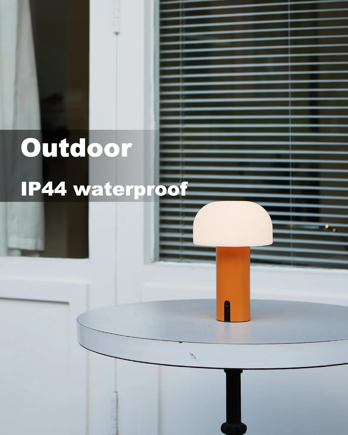 Cordless Mushroom Table Lamp, Waterproof Shower Lamp, Battery Operated Table Lamp Rechargeable, Touch Dimmable Night Light for Bedroom/Patio/Camping/Dinning/Outdoor (Orange)