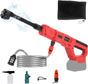Cordless Pressure Washer for Milwaukee M18 Battery, 900 PSI Portable Power Washer with 6-in-1 Nozzle, 1.0 GPM Foam Cannon Power Pressure Washer for Car Floor Fence Wall Cleaning (Battery Not Included)