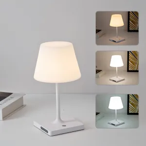 Cordless Table lamp, Outdoor Battery Operated Rechargeable Desk lamp,Waterproof Shower Lamp,4000mAh LED 3 Colors Small Wireless lamp for Kitchen Counter -White