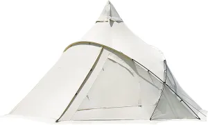 Cotton Pyramid Tent, 3-4 Person Waterproof Canvas Yurt Tipi Tent,Waterproof Wind Proof Anti-UV, with Carry Bag, for Camping Hiking Christmas Party