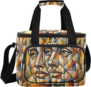 Cubist Faces Brown Insulated Cooler Bag, Lunch Boxes, Lunch Box Insulated