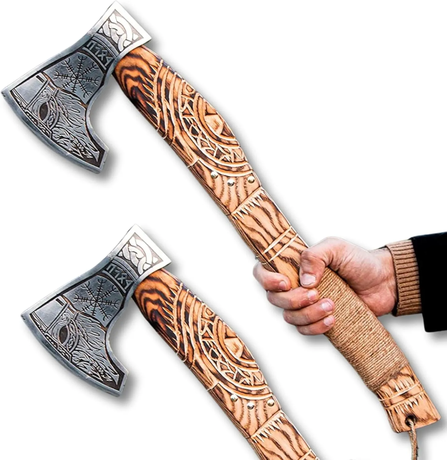 Custom Gift Forged Carbon Steel Viking Axe, Viking Bearded Deocrative Throwing Axe 22 inch 3738