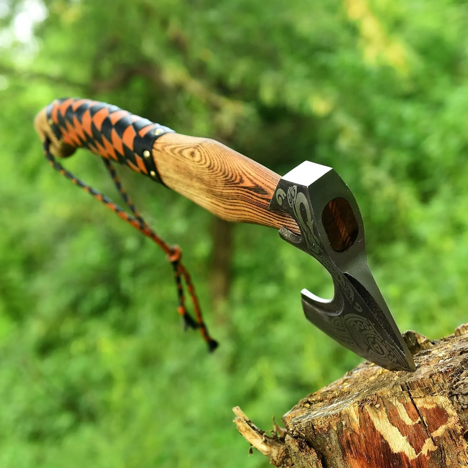 Custom Handmade Gift Viking Axe Carbon Steel Bushcrafting Axe Hunting Valhalla Axe with Leather Sheath Camping Bearded Hatchets Blacksmith Hunting Axe (VK-Ax-1)